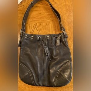 Black leather vintage coach